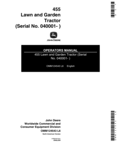 John Deere 455 Lawn & Garden Tractor Operator's Manual (OMM124543)