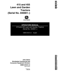 John Deere 415, 455 Lawn & Garden Tractor Operator's Manual (OMM124544)