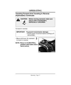 Alternative view of John Deere STX38 Lawn Tractor (270001-) Operator's Manual (OMM124679)