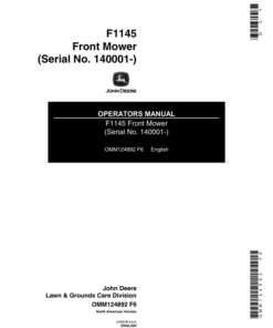 John Deere F1145 Front Mower (140001-) Operator's Manual (OMM124892)