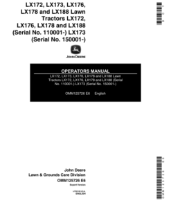 John Deere LX172, LX176, LX178, LX188 & LX173 Lawn Tractors Operator's Manual (OMM125726)