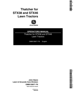 John Deere Thatcher for STX38, STX46 Lawn Tractors Operator's Manual (OMM126671)