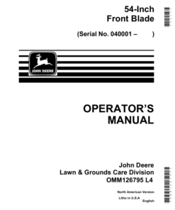 John Deere 54 Inch Front Blade (040001-) Operator's Manual (OMM126795)