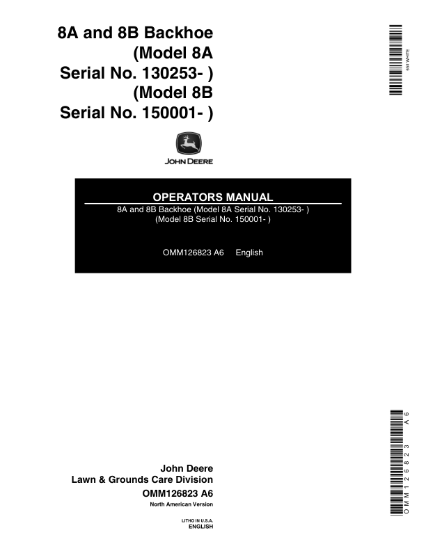 John Deere 8A & 8B Backhoe Operator's Manual (OMM126823)