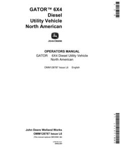 John Deere 6x4 Gator Utility Vehicle North America (001001-008790) Operator's Manual (OMM128787)