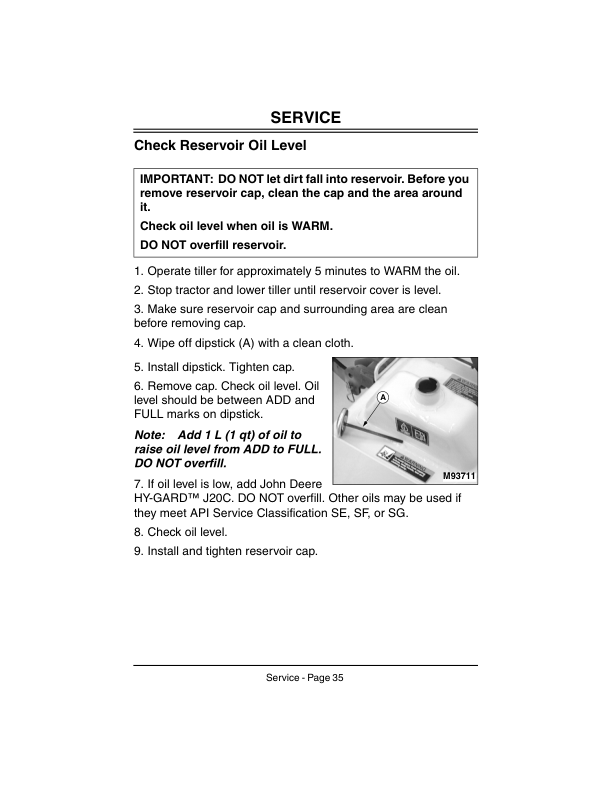 John Deere 42-Inch Hydraulic Tiller for 325, 335, 345, 355D Lawn & Garden Tractors(-025000) Operator's Manual (OMM133433) - Image 2