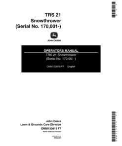 John Deere TRS21 Walk-Behind Snow Thrower (170001-) Operator's Manual (OMM133615)