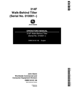 John Deere 314F Walk-Behind Tiller (010001- ) Operator's Manual (OMM134181)