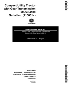 John Deere Model 4100 Compact Utility Tractor with Gear Transmission (110001-) Operator's Manual (OMM134596)