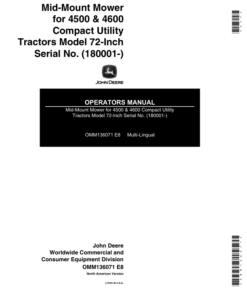 John Deere 72 Inch Mid-Mount Mower (180001-) Operator's Manual (OMM136071)