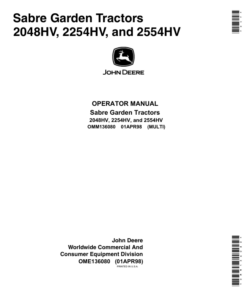 John Deere 2048HV, 2254HV, 2554HV Sabre Tractors (010001-) Operator's Manual (OMM136080)