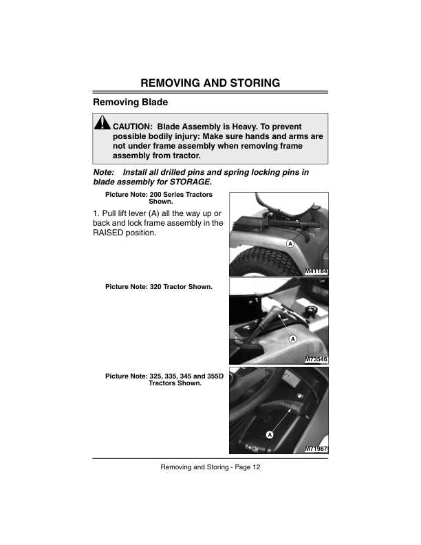 John Deere 48-Inch Front Blade (050001-) Operator's Manual (OMM136310) - Image 2