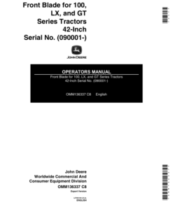 John Deere 42-Inch Front Blade for 100, LX, GT Series Tractors (090001-) Operator's Manual (OMM136337)