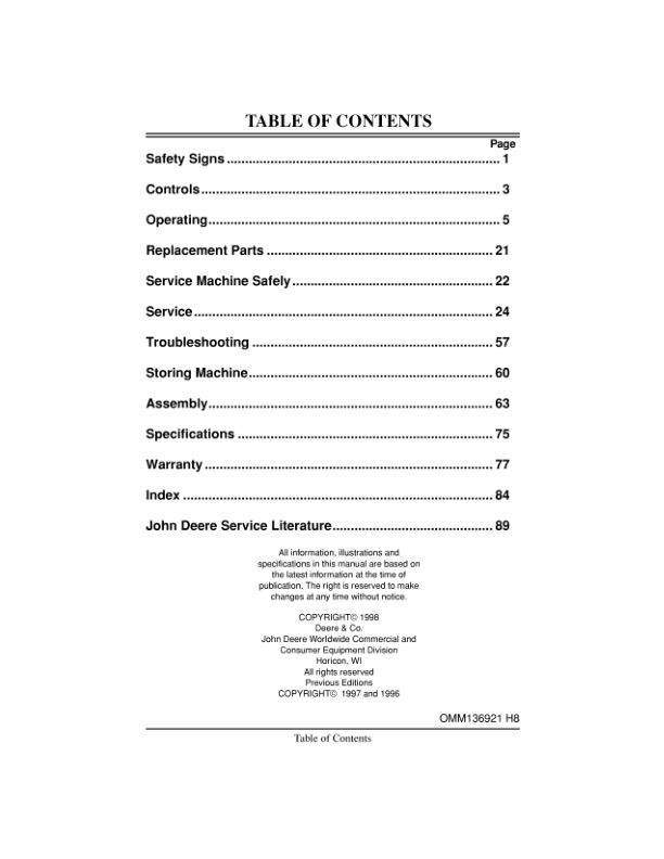 John Deere 724D, 826D Walk-Behind Snowblower (180001-) Operator's Manual (OMM136921) - Image 2