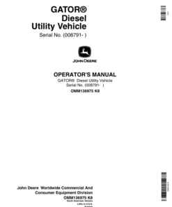 John Deere 6x4 Gator Utility Vehicle North America (008791-008806) Operator's Manual (OMM136975)