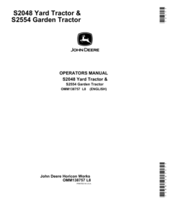 John Deere S2048 Yard Tractor, S2554 Garden Tractor (010001-) Operator's Manual (OMM138757)