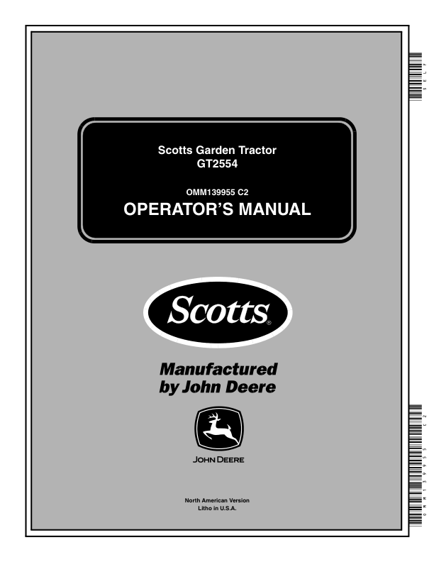 John Deere Scotts Garden Tractor GT2554 Operator's Manual (OMM139955)