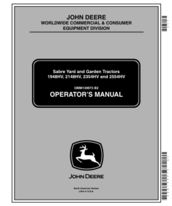 John Deere Sabre Garden Tractor 1948GV/HV, 2148HV, 2354HV (010001-), 2554HV (025001-) Operator's Manual (OMM139973)