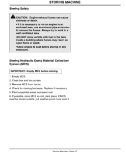 Alternative view of John Deere Hydraulic Dump Material Collection System (010001-) Operator's Manual (OMM140121)