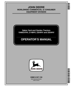 John Deere 1948GV, 1948HV, 2148HV, 2354HV (010001-); 2254HV (025001-) Sabre Tractors Operator's Manual (OMM141871)