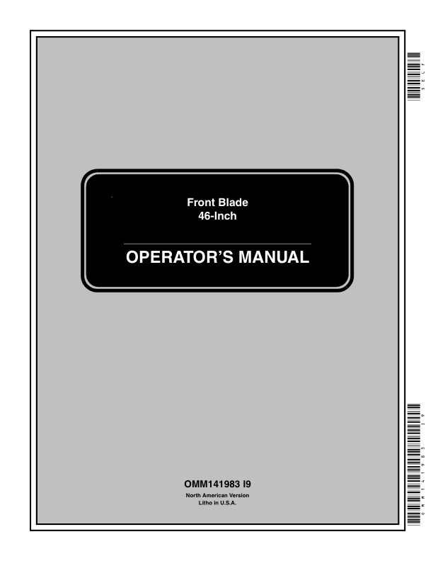 John Deere 46-Inch Front Blade (010001-) Operator's Manual (OMM141983)