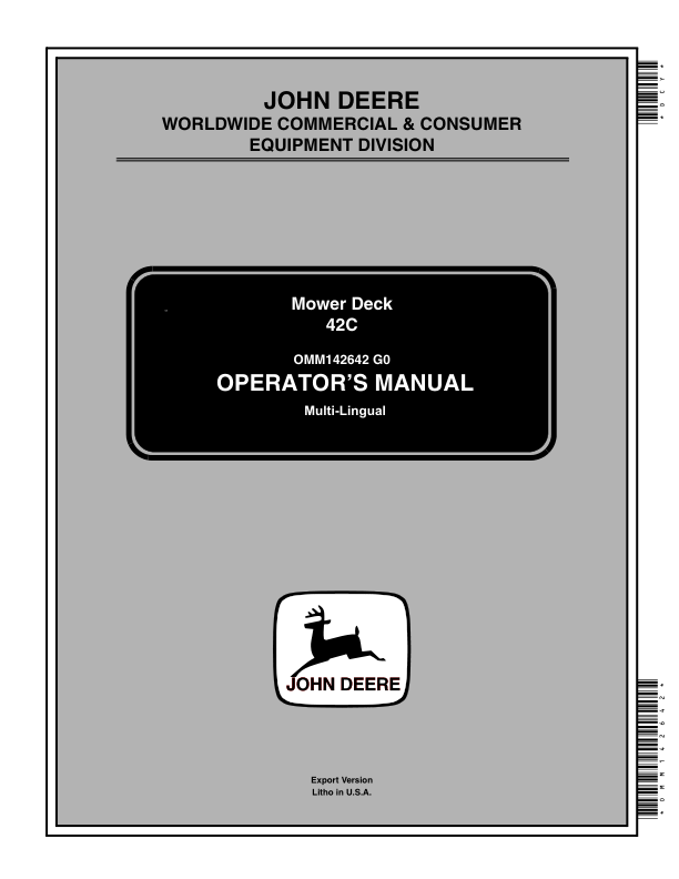 John Deere 42C Mower Deck Operator's Manual (OMM142642)