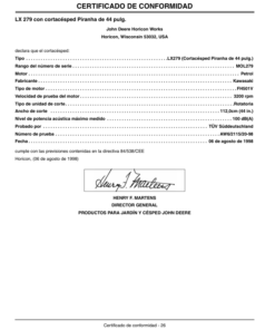 Alternative view of John Deere 44 Inch Piranha Mower Deck Operator's Manual (OMM142643)