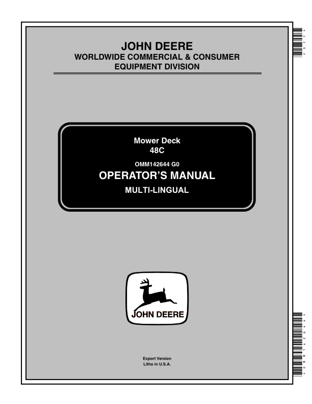 John Deere 48C Mower Deck Operator's Manual (OMM142644)