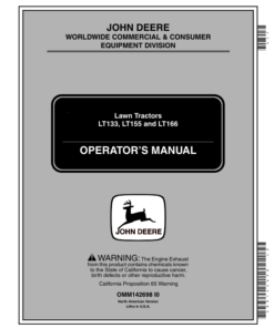 John Deere LT133, LT155 & LT166 Lawn Tractors North America (125001-) Operator's Manual (OMM142698)