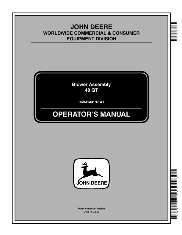 John Deere 48 QT Powerflow Blower Assembly (010001-) Operator's Manual (OMM143197)
