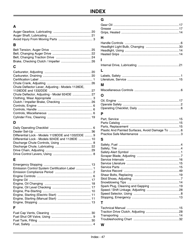 John Deere 924DE, 1228DE, 1128DDE, 1332DDE Walk-Behind Snowblowers (200001-) Operator's Manual (OMM143880) - Image 2