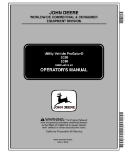 John Deere 2020 & 2030 ProGator North America (020001-034999) Operator's Manual (OMM144529)