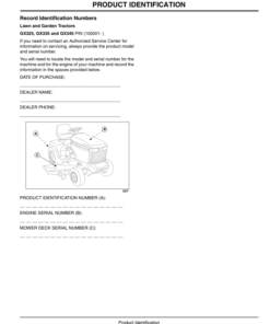Alternative view of John Deere GX325, GX335 & GX345 Lawn & Garden Tractors Operator's Manual (OMM145728)