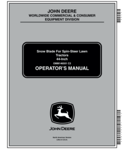 John Deere 44 Inch Snow Blade For Spin-Steer Lawn Tractors Operator's Manual (OMM146501)
