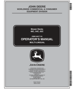 John Deere 48C, 54C, 62C Mower Decks w/o Deck Shields for X400/X500/X700 Operator's Manual (OMM146677)