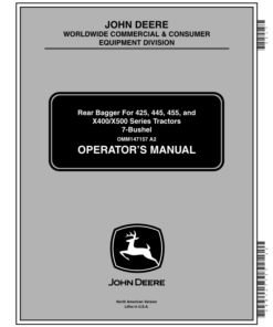 John Deere Rear Bagger for 425, 445, 455, X400/X500 Series Tractors 7-Bushel W/Click N Go Operator's Manual (OMM147157)