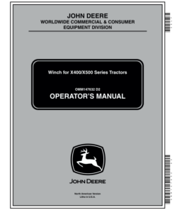 John Deere Winch for X400/X500 Series Tractors Operator's Manual (OMM147632)