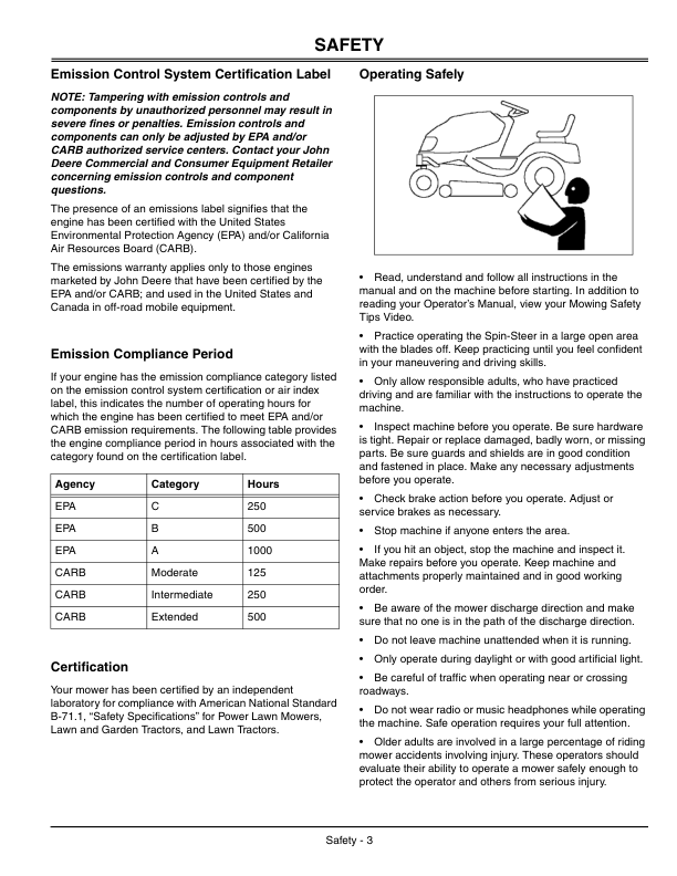 John Deere Spin-Steer Lawn Tractor SST15 Operator's Manual (OMM147677) - Image 2