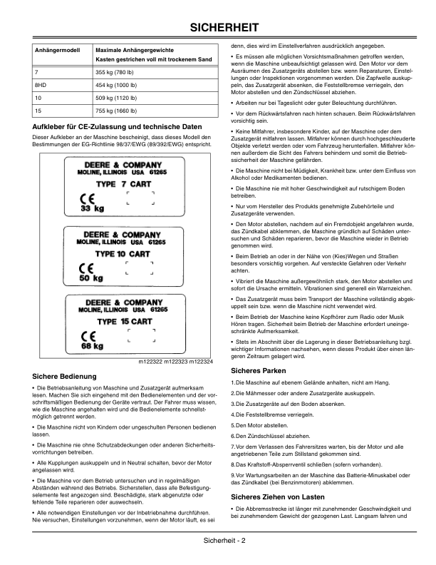John Deere 7, 10 & 15 Utility Cart Operator's Manual (OMM150057) - Image 2