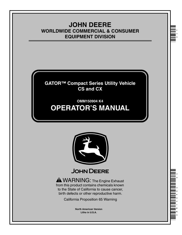 John Deere CS & CX Compact Series Gators Operator's Manual (OMM150904)