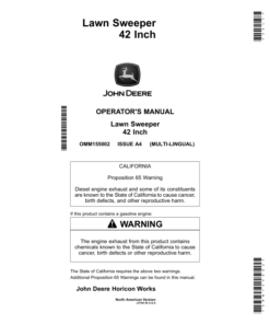 John Deere Lawn Sweeper42 Inch (North American Version) Operator's Manual (OMM155002)