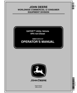 John Deere HPX 4x4 Diesel Gator Utility Vehicle Export Edition (060001-080000) Operator's Manual (OMM157872)
