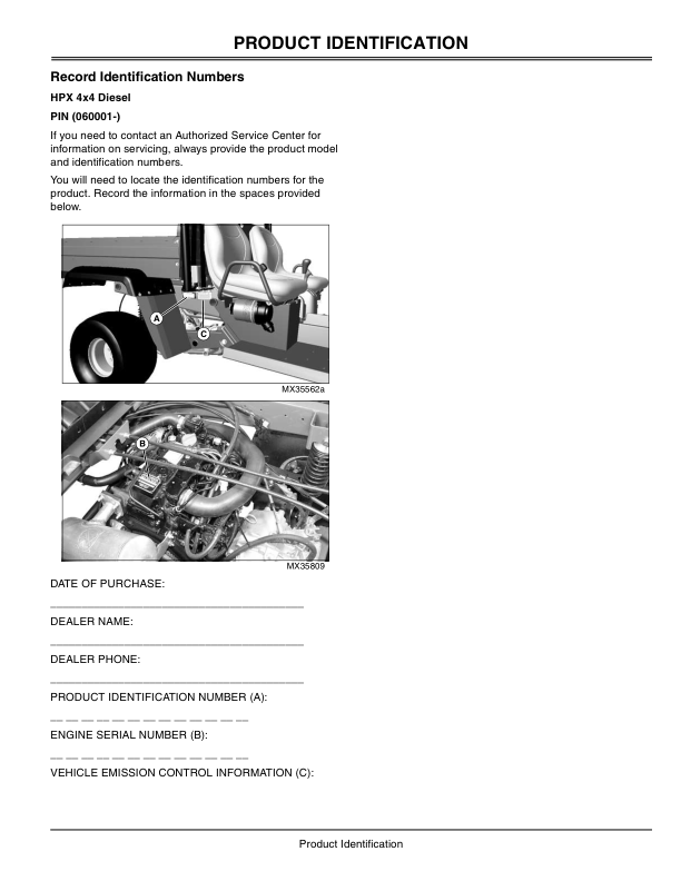 John Deere HPX 4x4 Diesel Gator Utility Vehicle Export Edition (060001-080000) Operator's Manual (OMM157872) - Image 3