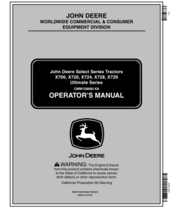 John Deere X700, X720, X724, X728 & X729 Ultimate Select Series Tractor (040001-) Operator's Manual (OMM158680)