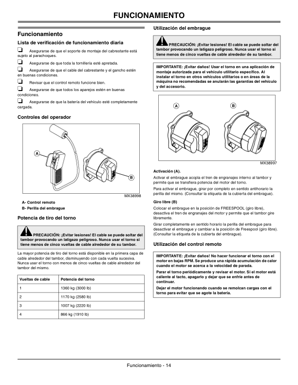 John Deere Multi-Mount Winch for XUV 625i, 825i, 855D Gator Operator's Manual (OMM161331) - Image 3