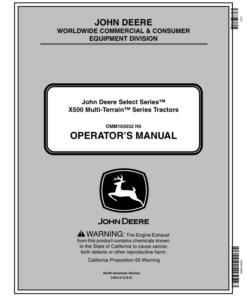 John Deere X500, X520, X534, X540 Multi-Terrain Select Series Tractors North America (060001-070000) Operator's Manual (OMM163032)