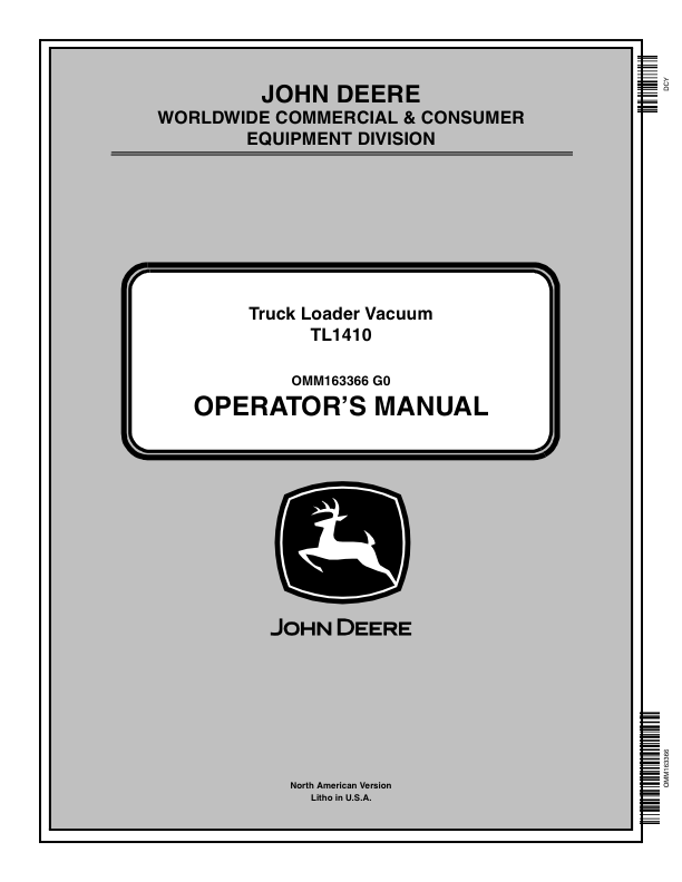John Deere 1410 Truck Loader Vacuum (001001-) Operator's Manual (OMM163366)