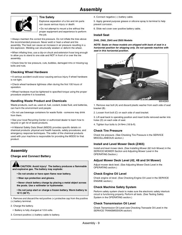 John Deere Z225, Z245, Z425, Z445, Z465, Z645, Z655 EZTrak Zero-Turn Mowers Operator's Manual (OMM163777) - Image 2