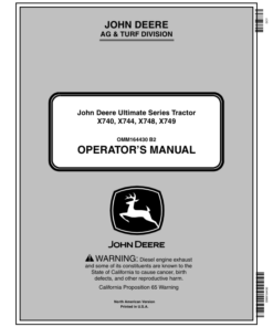 John Deere Select Series Tractor - X740, X744, X748, X749 (070001-) Operator's Manual (OMM164430)