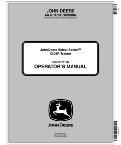 John Deere X305R Select Series Tractor (Export) Operator's Manual (OMM164741)